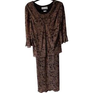 Jessica Howard Dress Womens Sz 12 mock Tunic Maxi Sheath USA Vintage y2k Formal